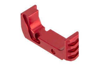 Tyrant Designs Glock 43x Extended Magazine Release features a red anodized finish